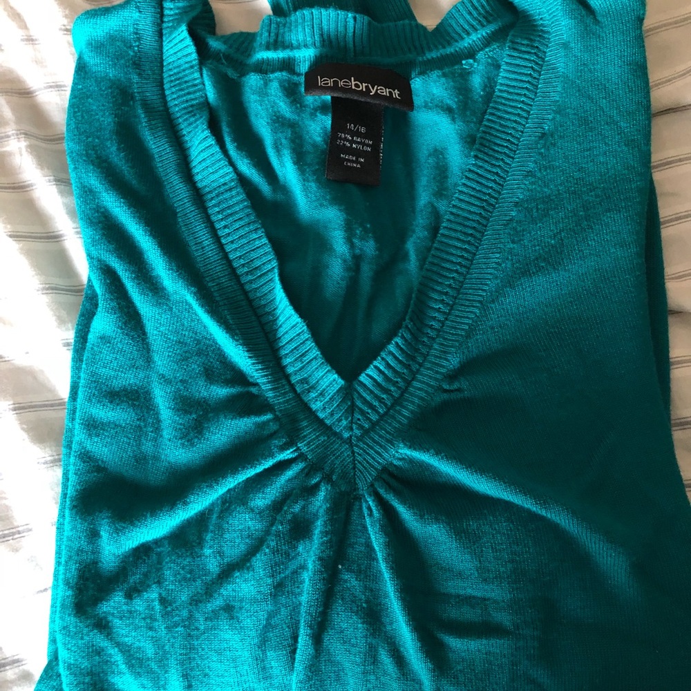Sweater, aqua green blue shirt